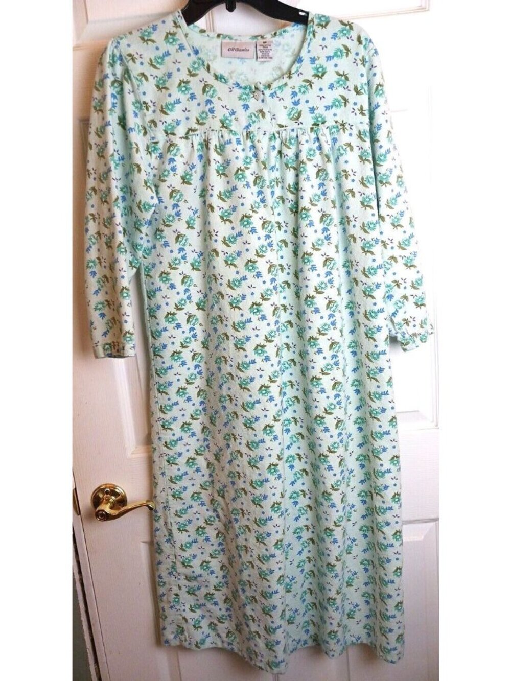CW Classics Nightgown Sz S Petite Flannel Floral 3/4 Sleeve Granny Core #L-21